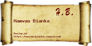 Hamvas Bianka névjegykártya